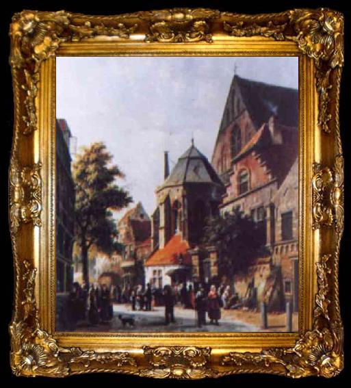 framed  Adrianus Eversen A Dutch Market Scene 3, ta009-2